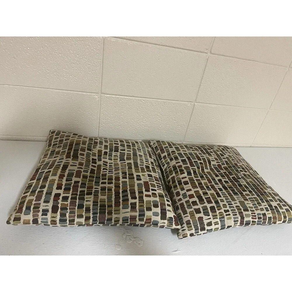 Pair Of Patterned Decorative Pillows with Geometric Design